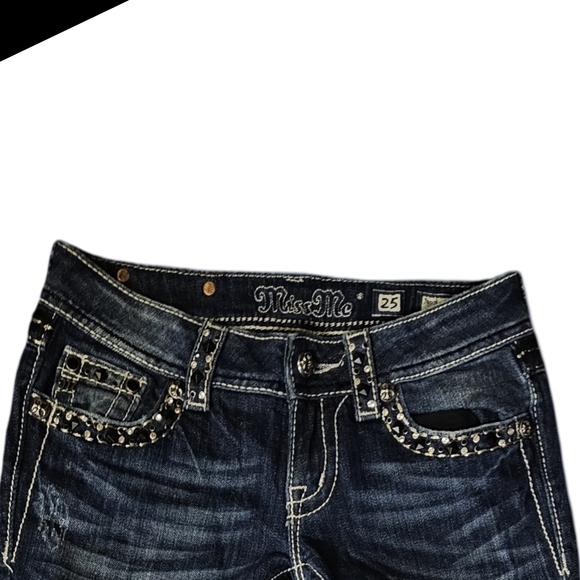 Miss Me Blue Straight Leg Jeans with Premium Denim - Picture 4 of 7